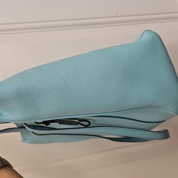 Summer, Blue, Tote, Bag, Casual, Office, Wedding, Leather, Purse, Medium, Party - Picture 8 of 9